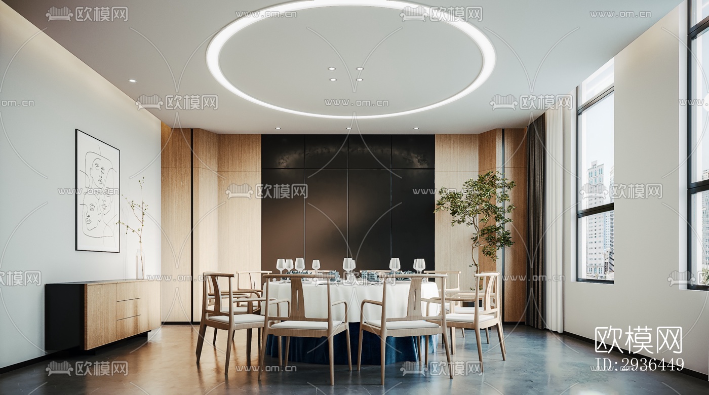 现代办公区效果图下载（渲染图12）