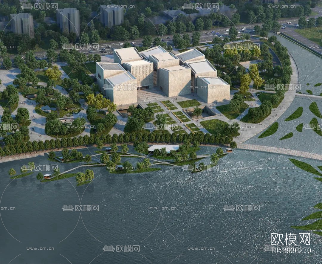 新中式美术博物馆效果图下载（渲染图16）