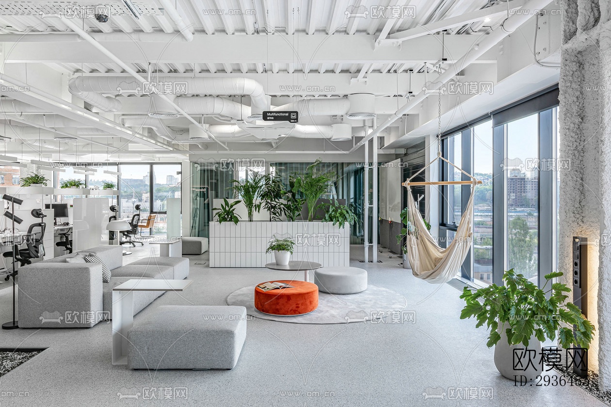 现代办公区效果图下载（渲染图12）