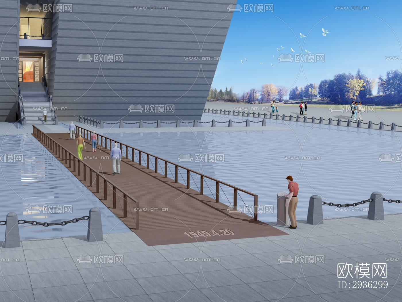 新中式美术博物馆效果图下载（渲染图8）