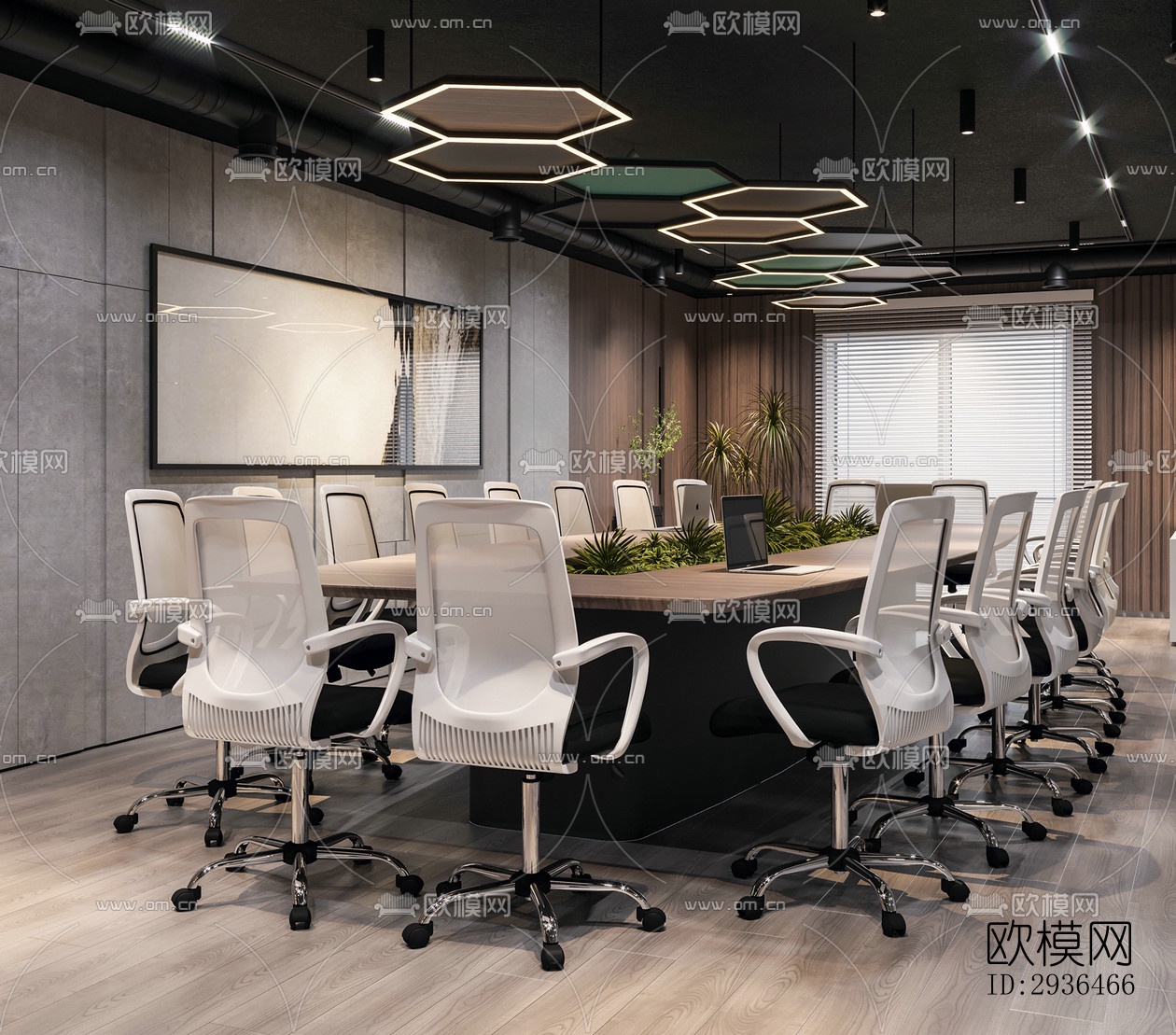 现代办公区效果图下载（渲染图5）