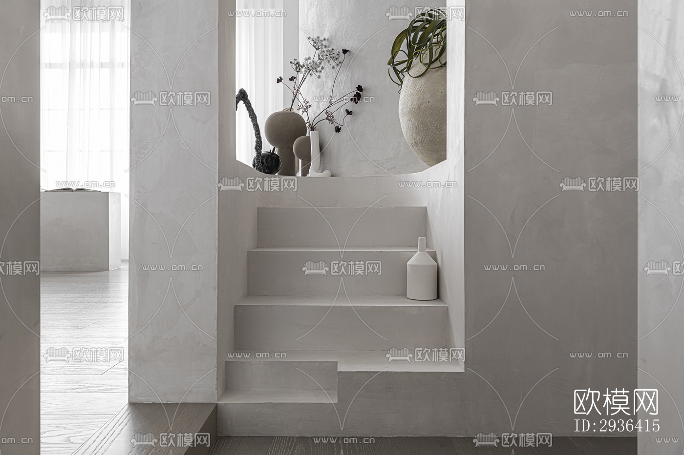 侘寂办公区效果图下载（渲染图3）