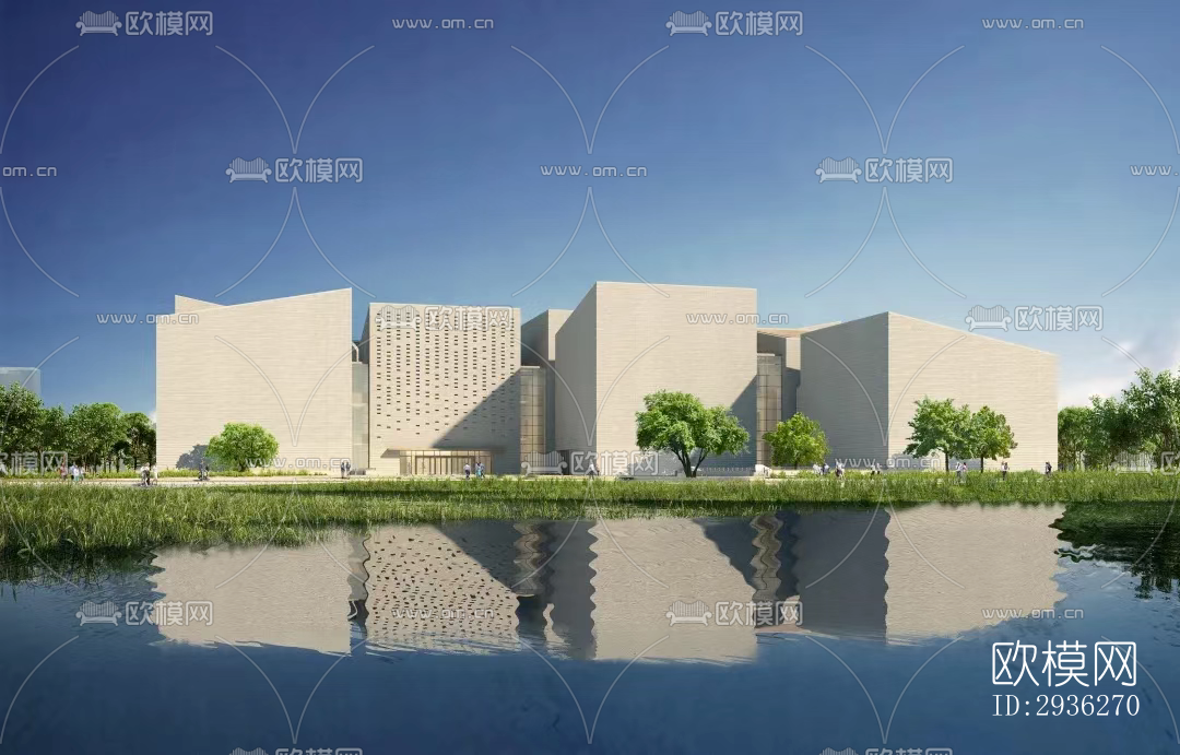 新中式美术博物馆效果图下载（渲染图17）