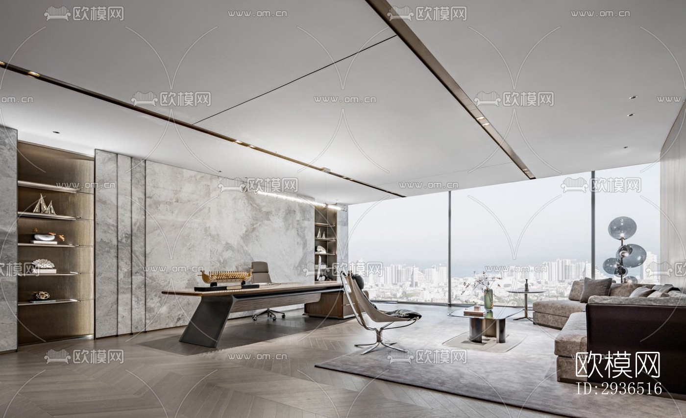 现代办公区效果图下载（渲染图10）