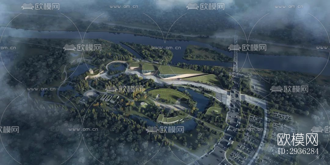 新中式美术博物馆效果图下载（渲染图8）