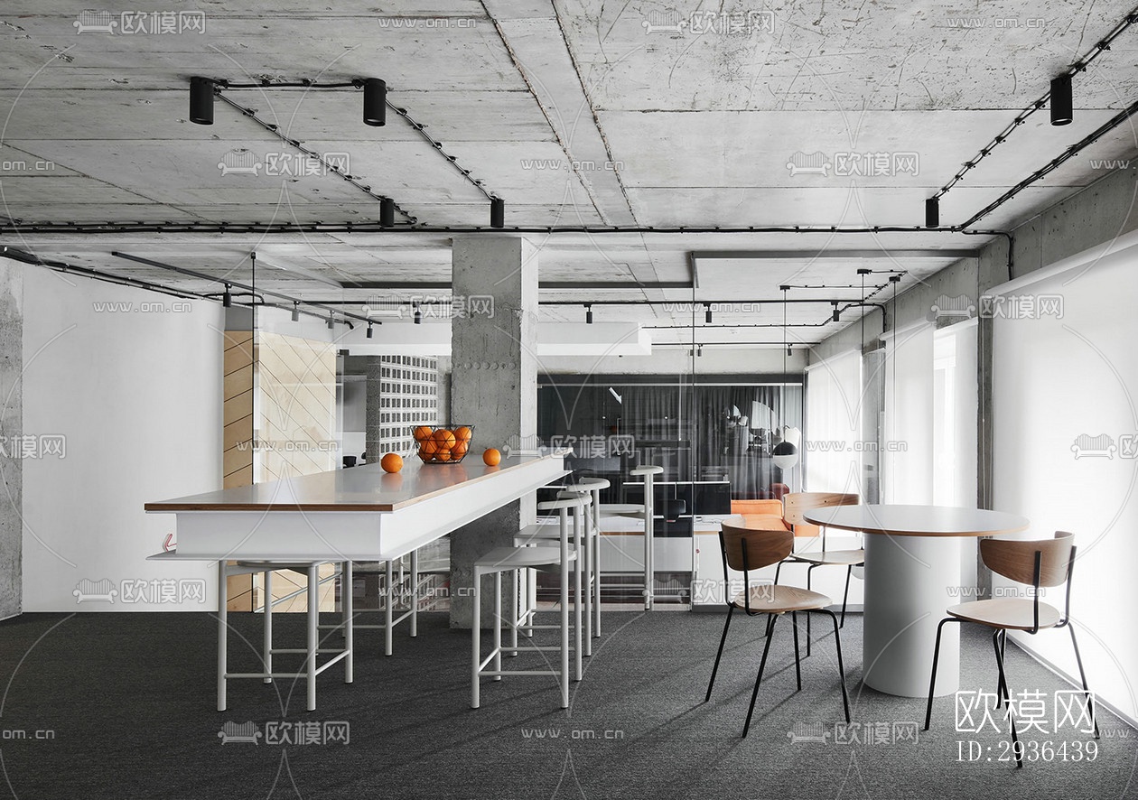 工业风办公区效果图下载（渲染图4）