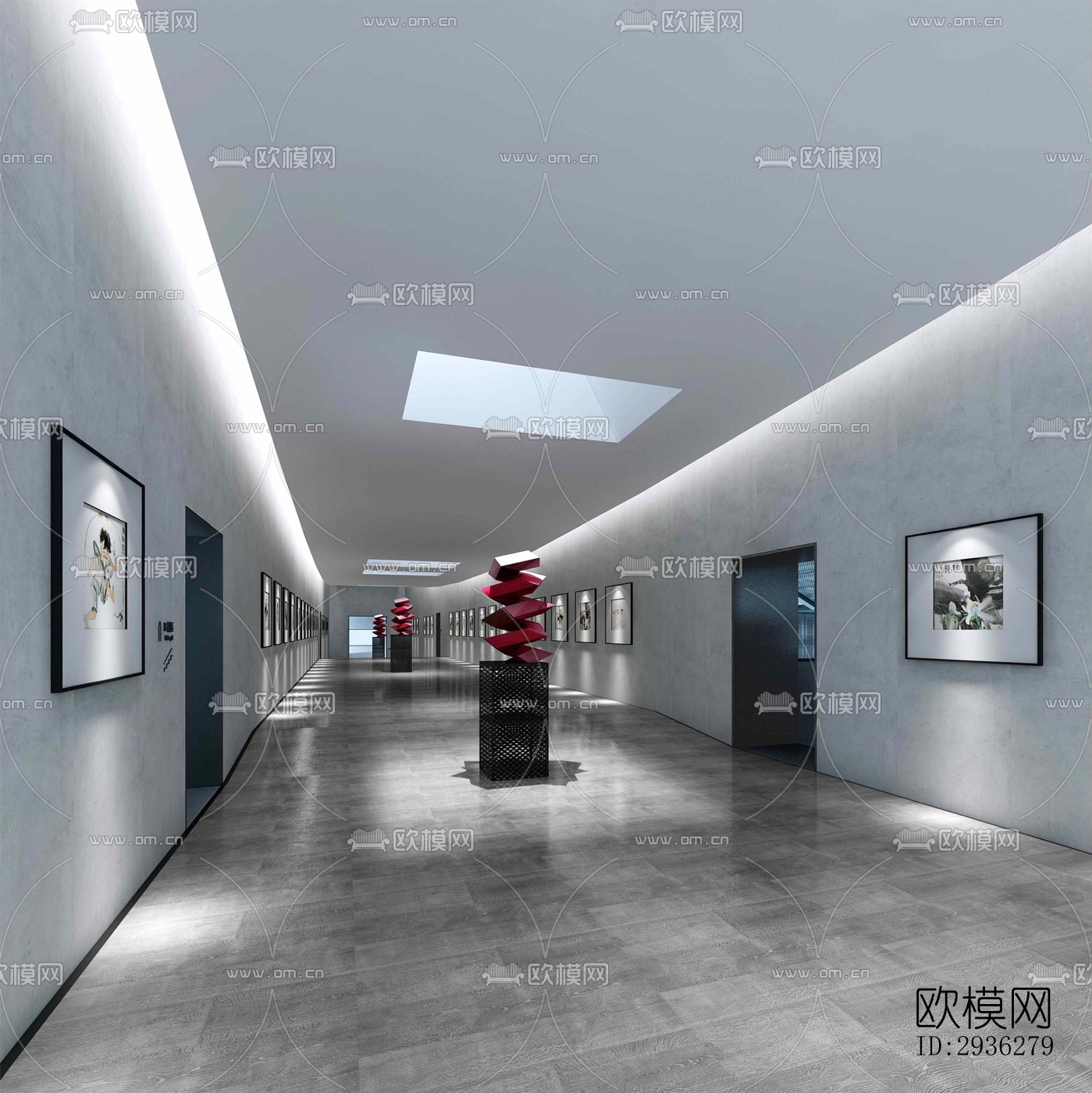 新中式美术博物馆效果图下载（渲染图10）