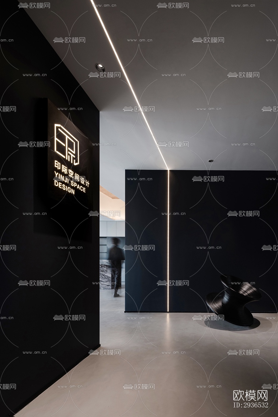 高级灰办公区效果图下载（渲染图15）