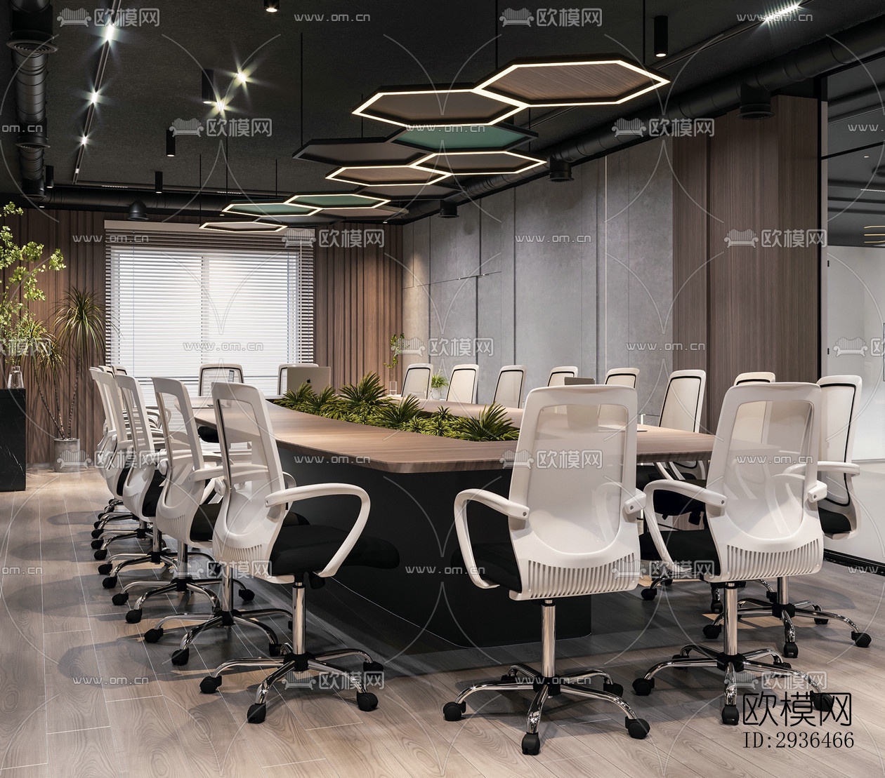 现代办公区效果图下载（渲染图4）