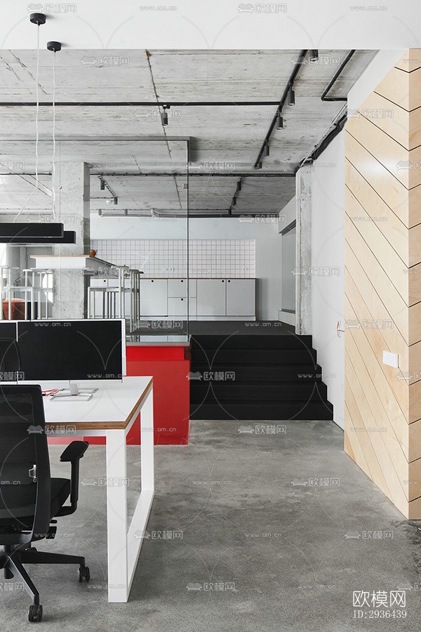 工业风办公区效果图下载（渲染图2）