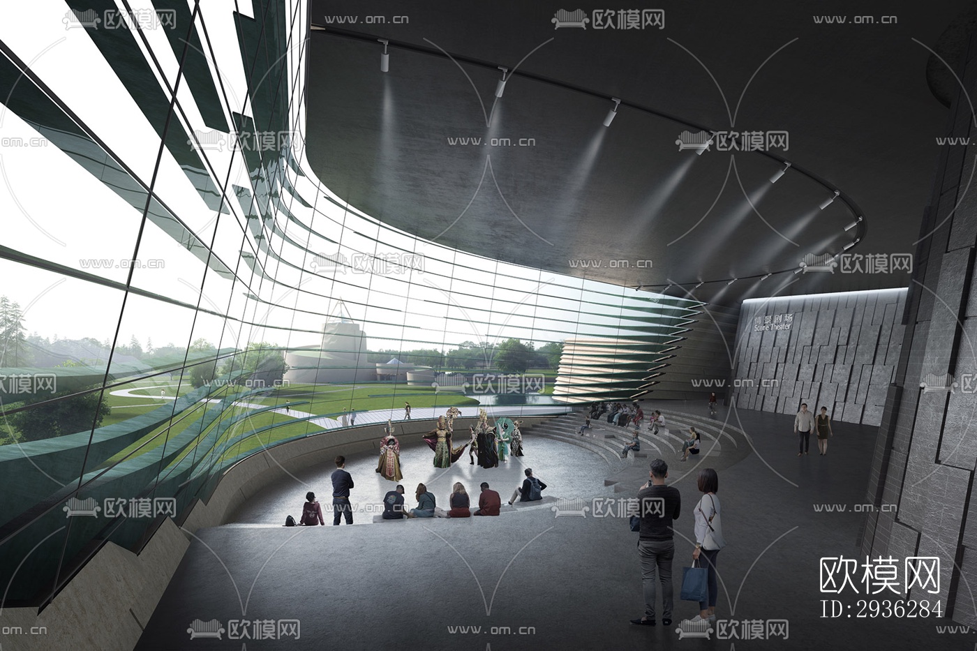 新中式美术博物馆效果图下载（渲染图9）