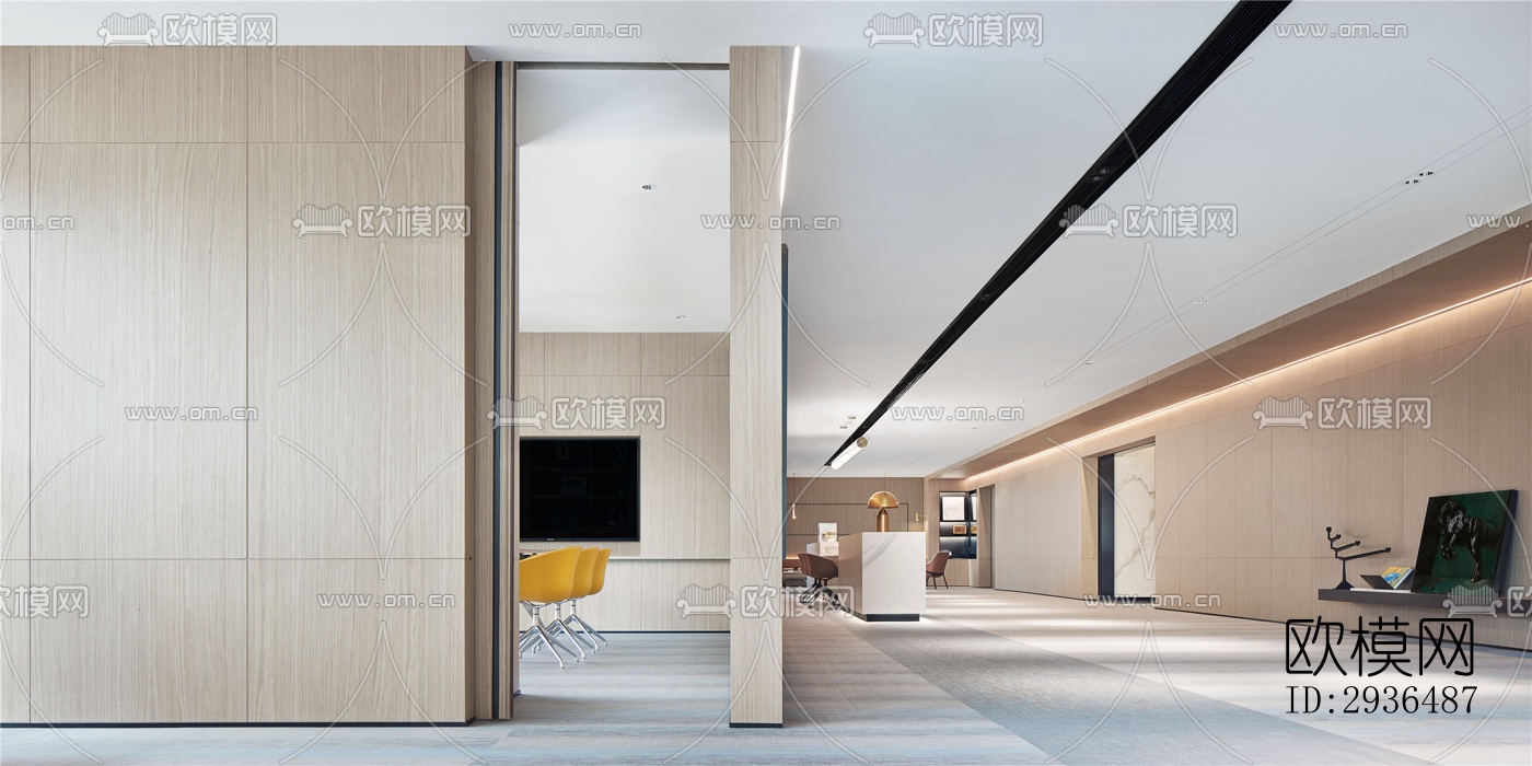 现代办公区效果图下载（渲染图8）