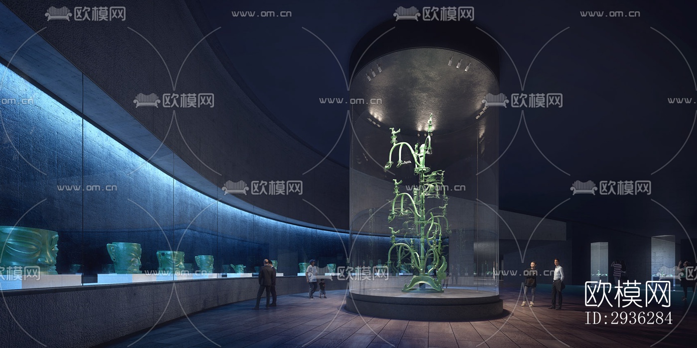 新中式美术博物馆效果图下载（渲染图7）