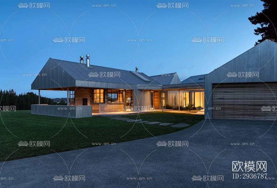 美式居住建筑效果图下载（渲染图4）