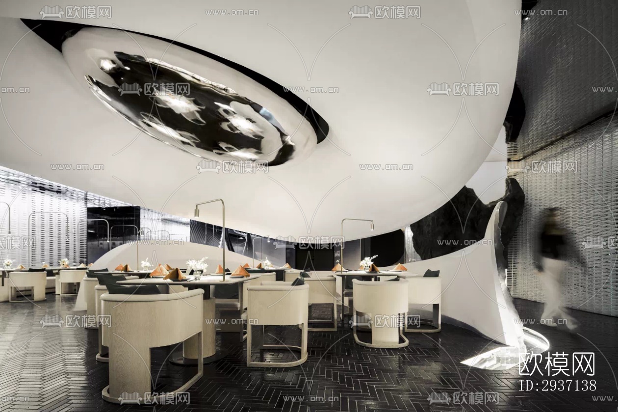 高级灰西餐厅效果图下载（渲染图15）