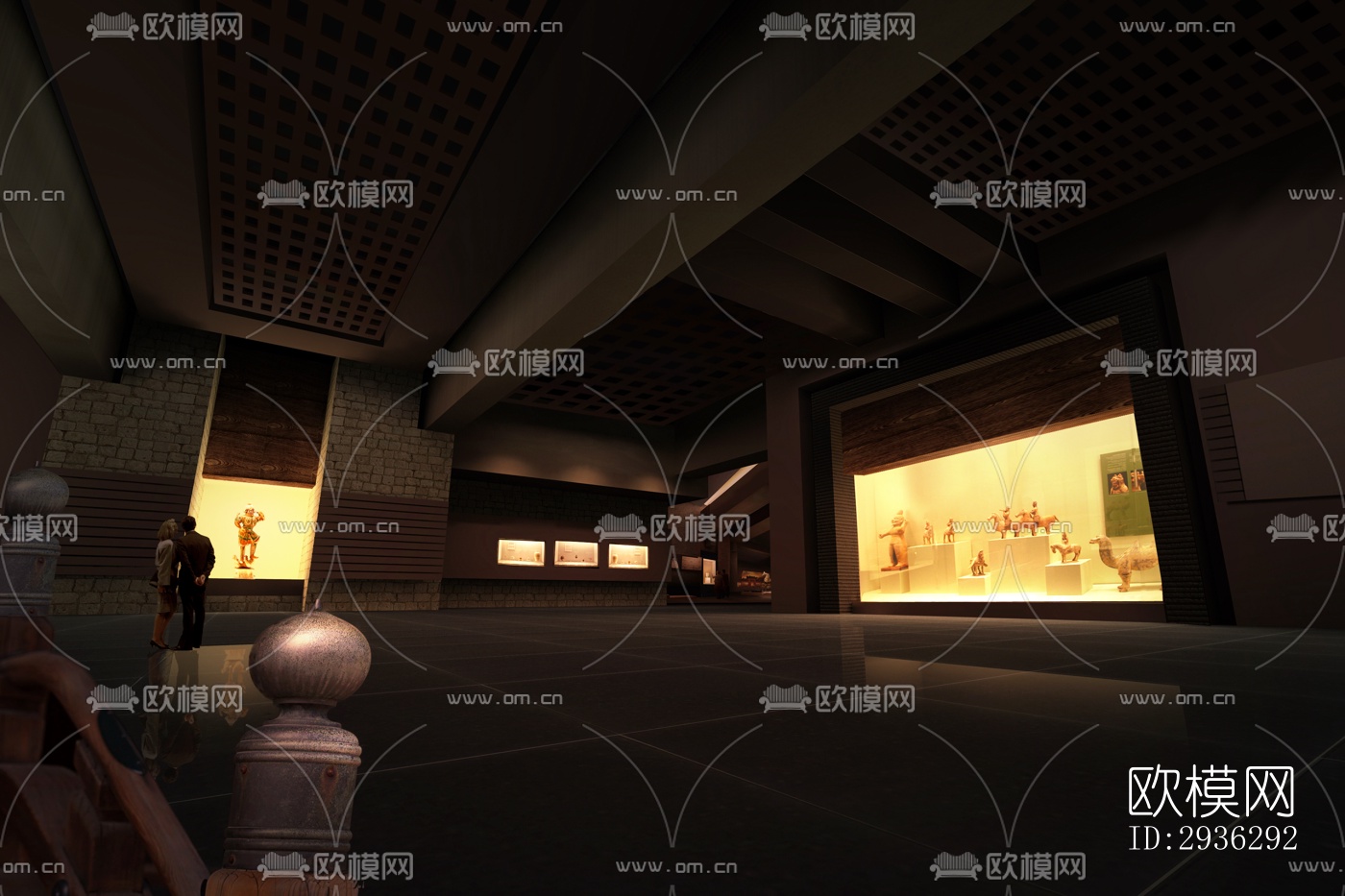 新中式美术博物馆效果图下载（渲染图13）