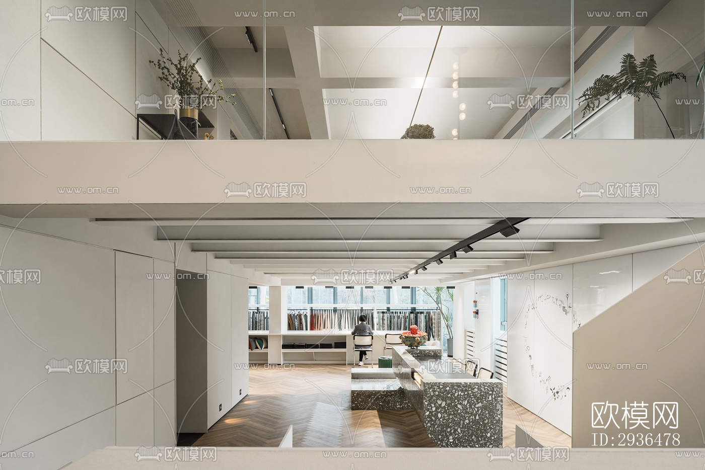 现代办公区效果图下载（渲染图12）