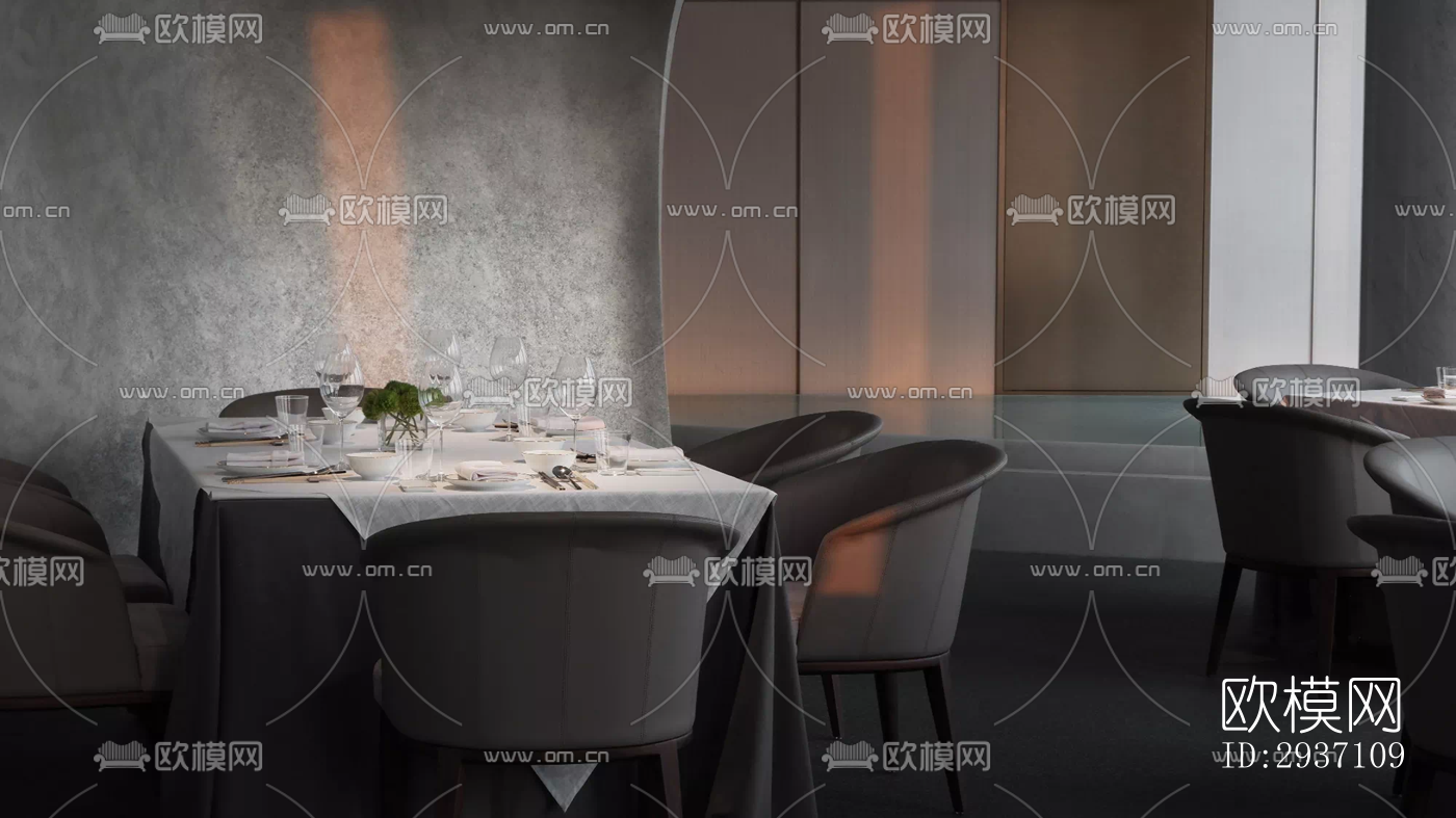 侘寂西餐厅效果图下载（渲染图2）
