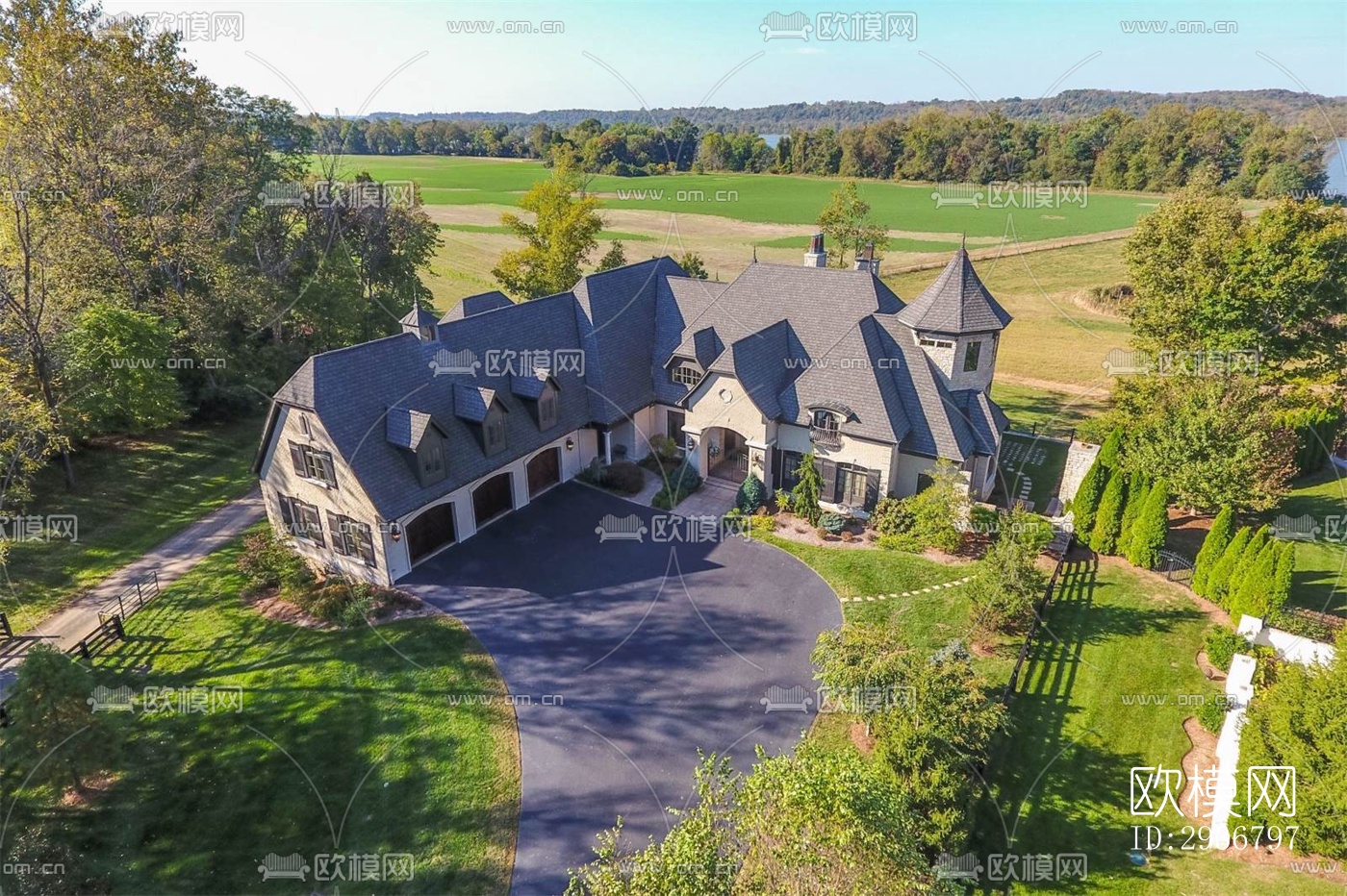 美式居住建筑效果图下载（渲染图16）