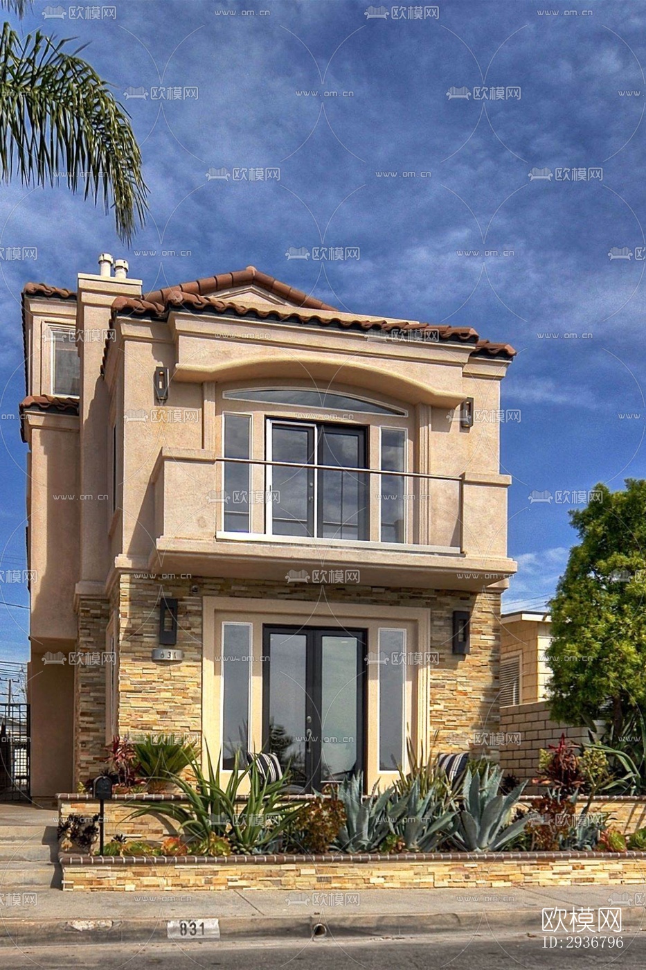 美式居住建筑效果图下载（渲染图5）