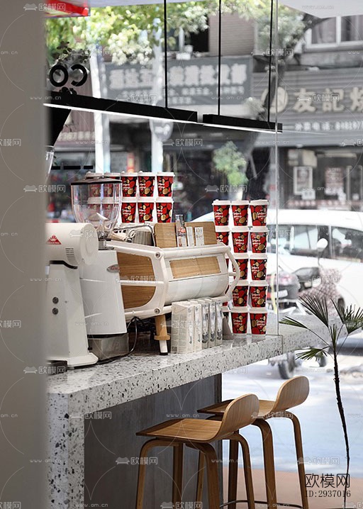 工业风咖啡奶茶效果图下载（渲染图2）