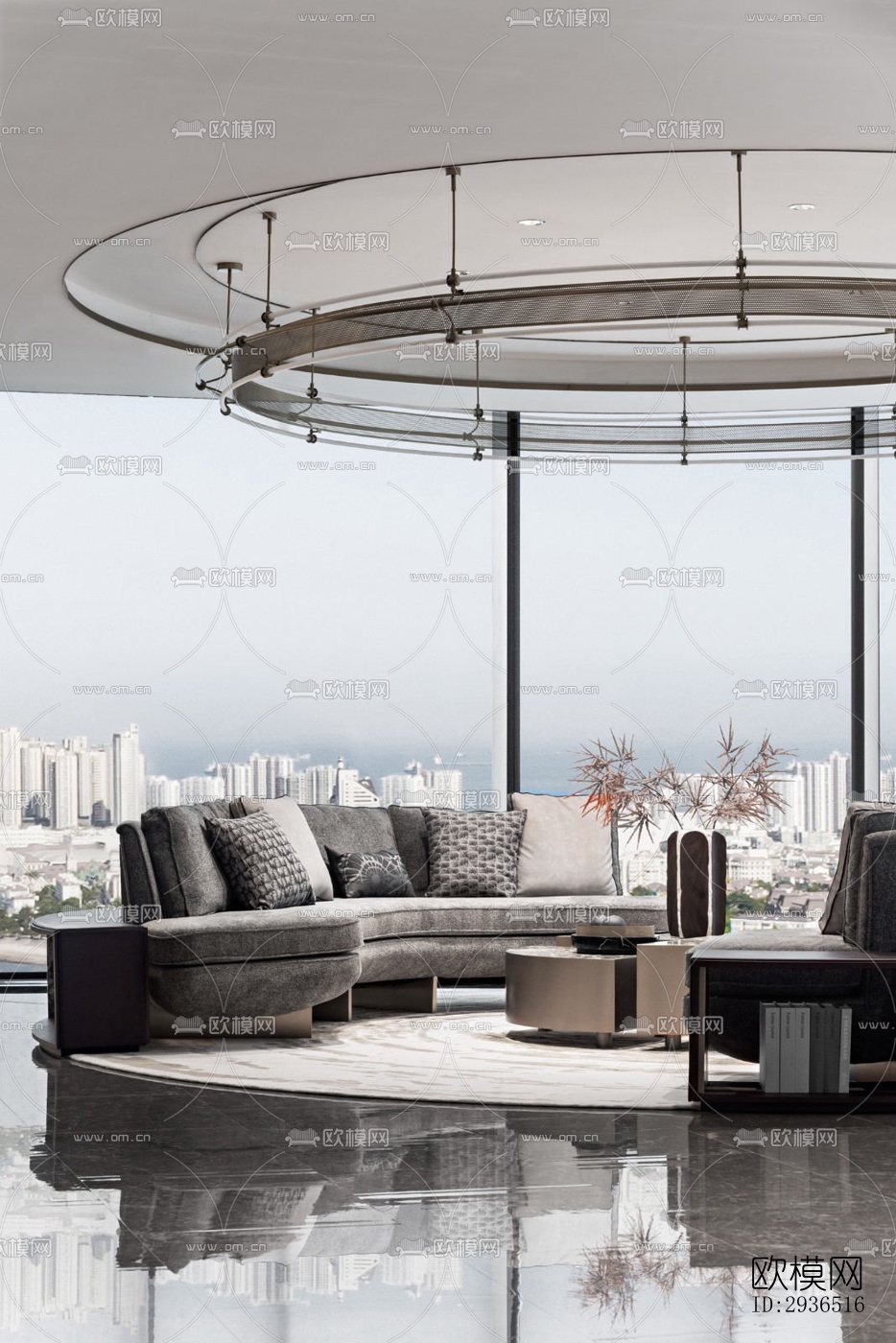 现代办公区效果图下载（渲染图1）