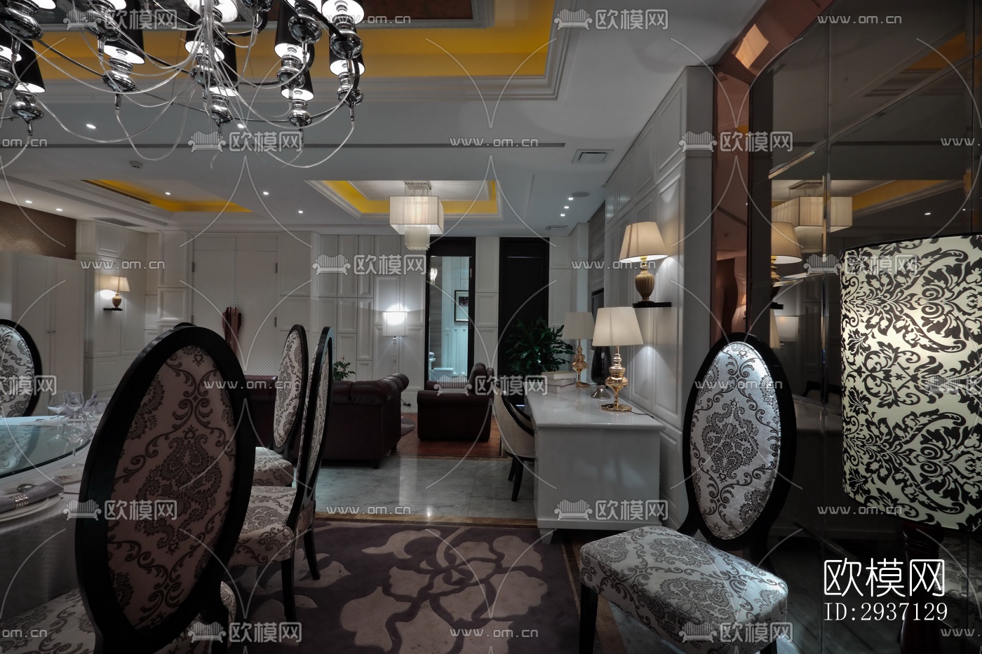 欧式西餐厅效果图下载（渲染图13）