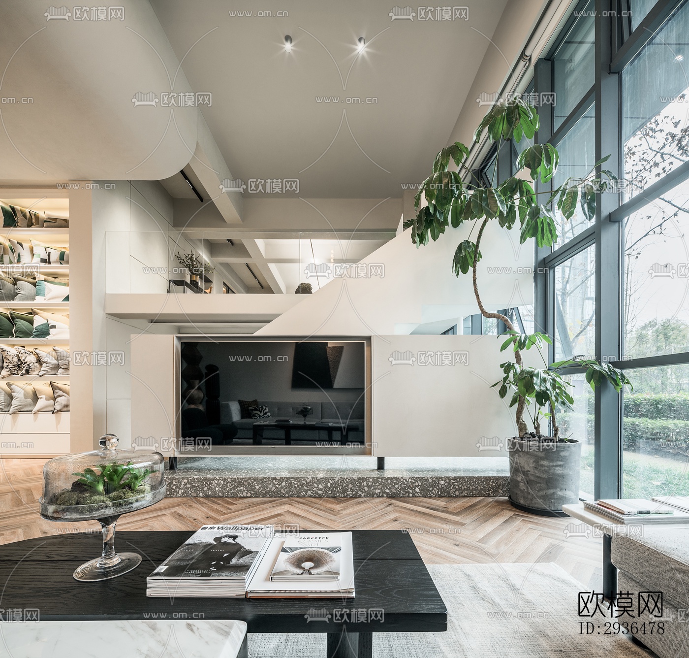 现代办公区效果图下载（渲染图7）