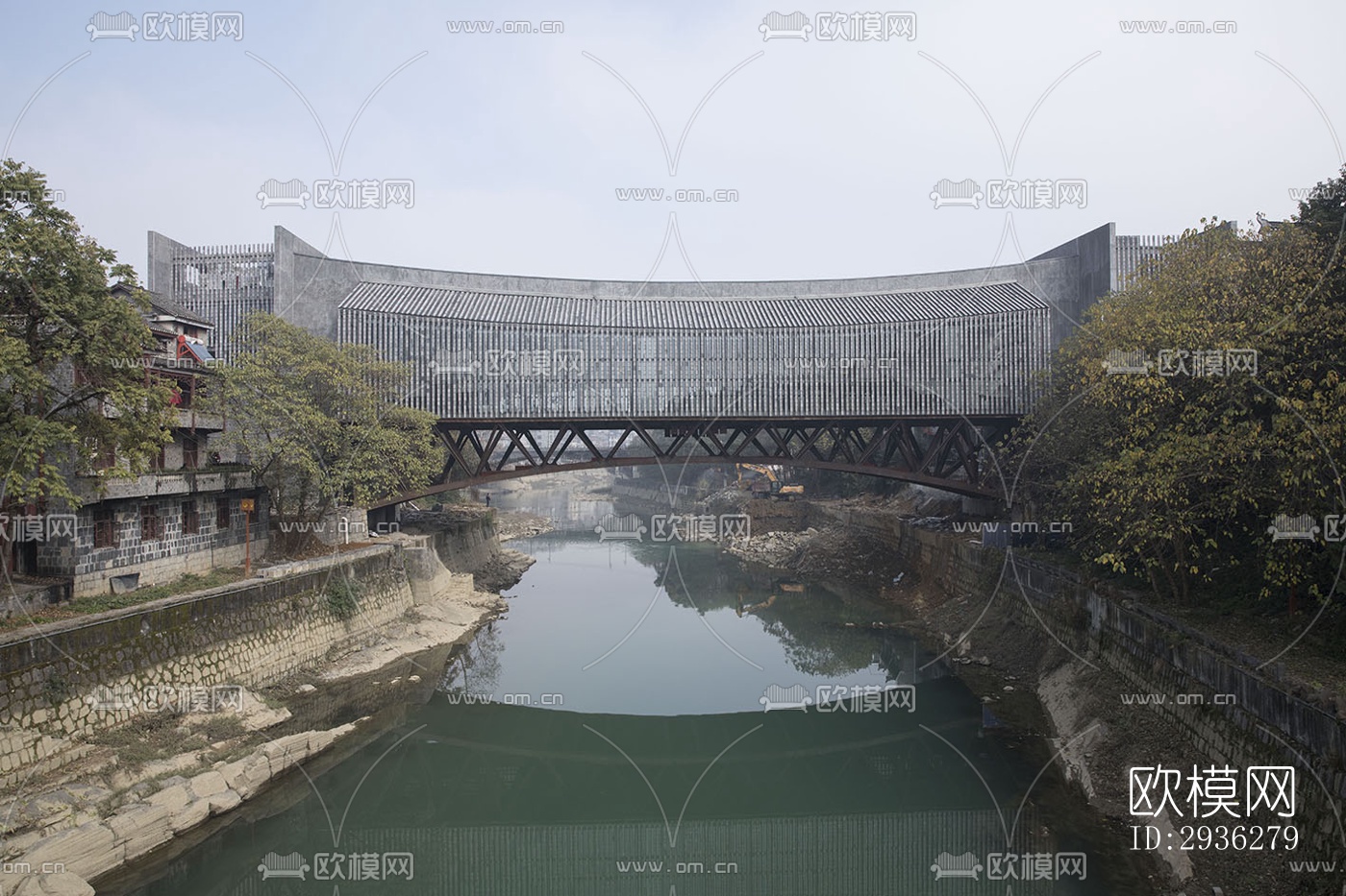 新中式美术博物馆效果图下载（渲染图1）