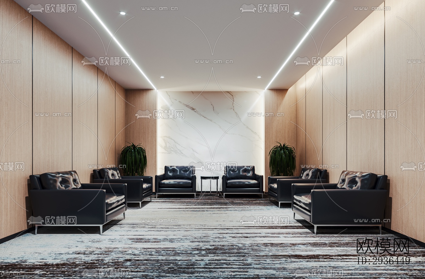 现代办公区效果图下载（渲染图3）