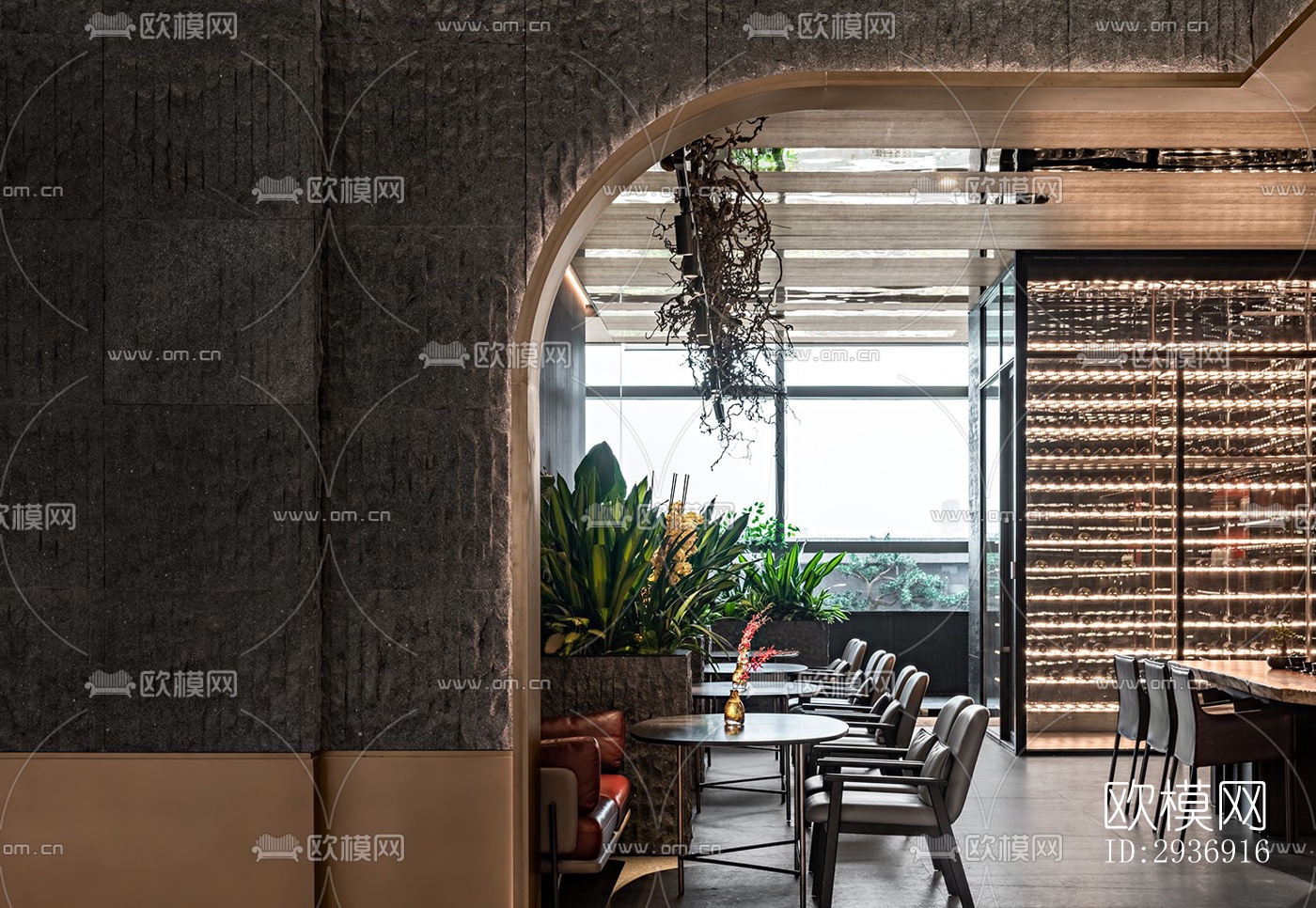 新中式中餐厅效果图下载（渲染图6）