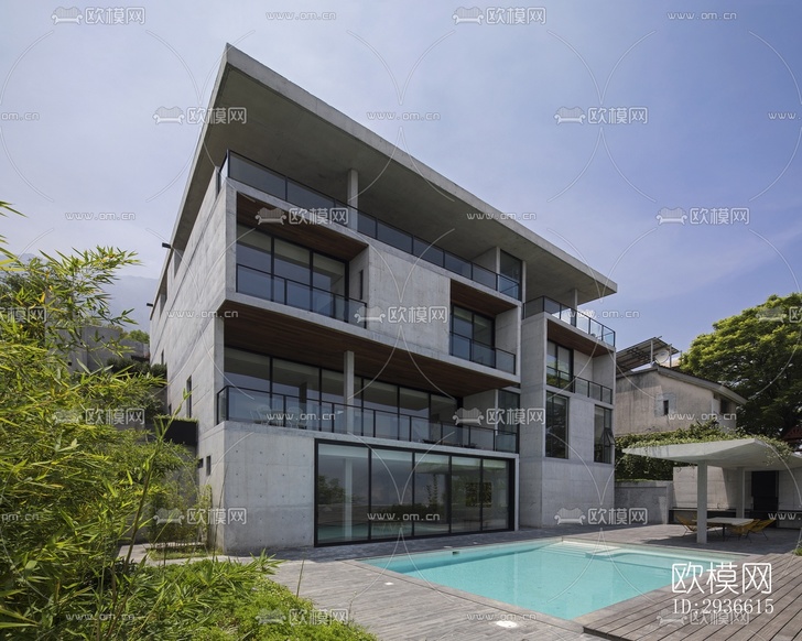 工业风居住建筑效果图下载(渲染图2)