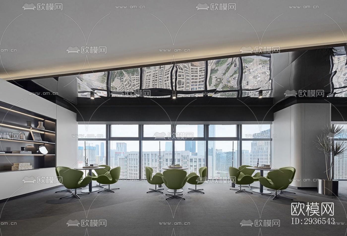 高级灰办公区效果图下载（渲染图1）