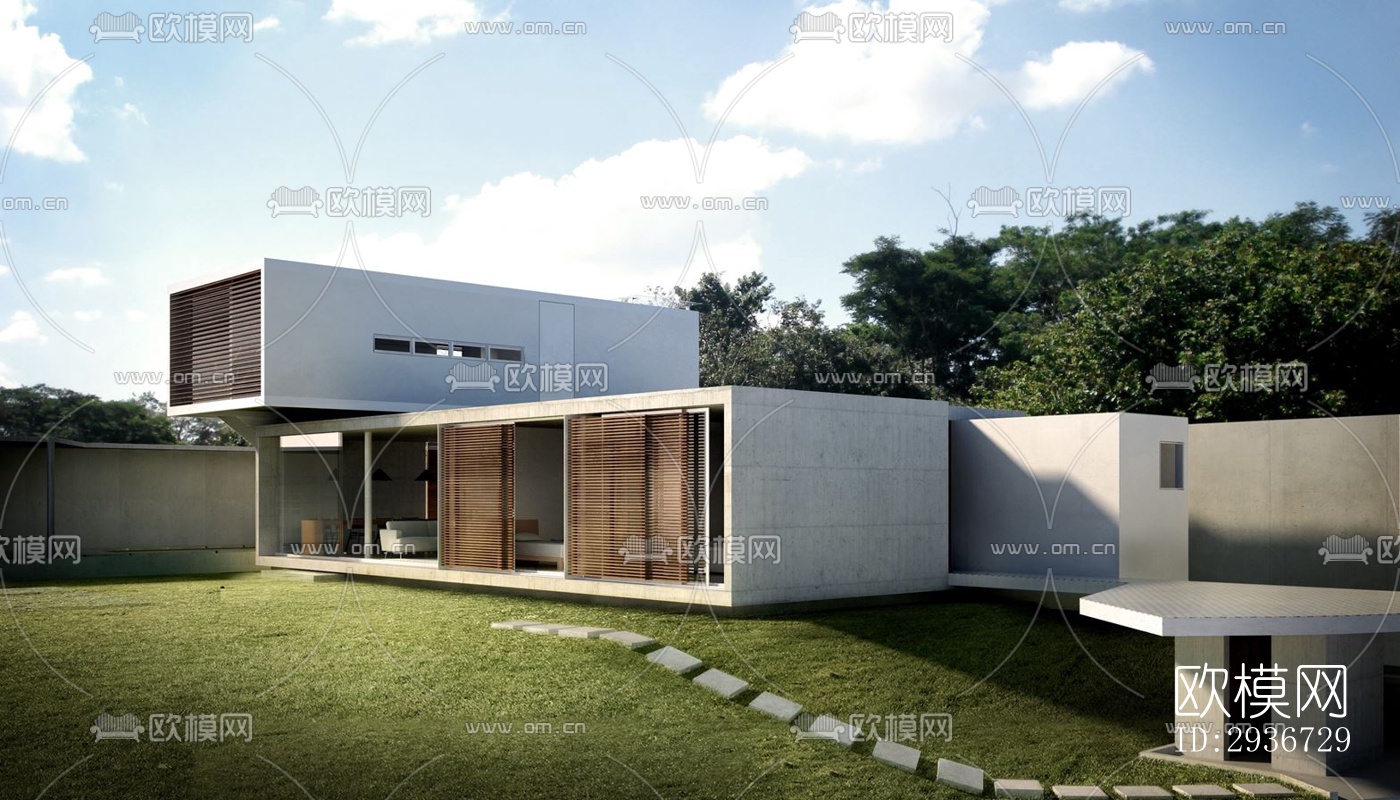 现代居住建筑效果图下载（渲染图9）