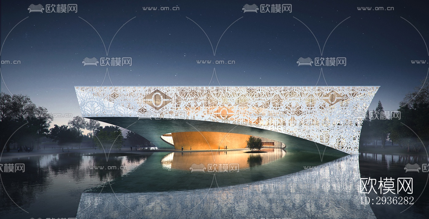 新中式美术博物馆效果图下载（渲染图18）