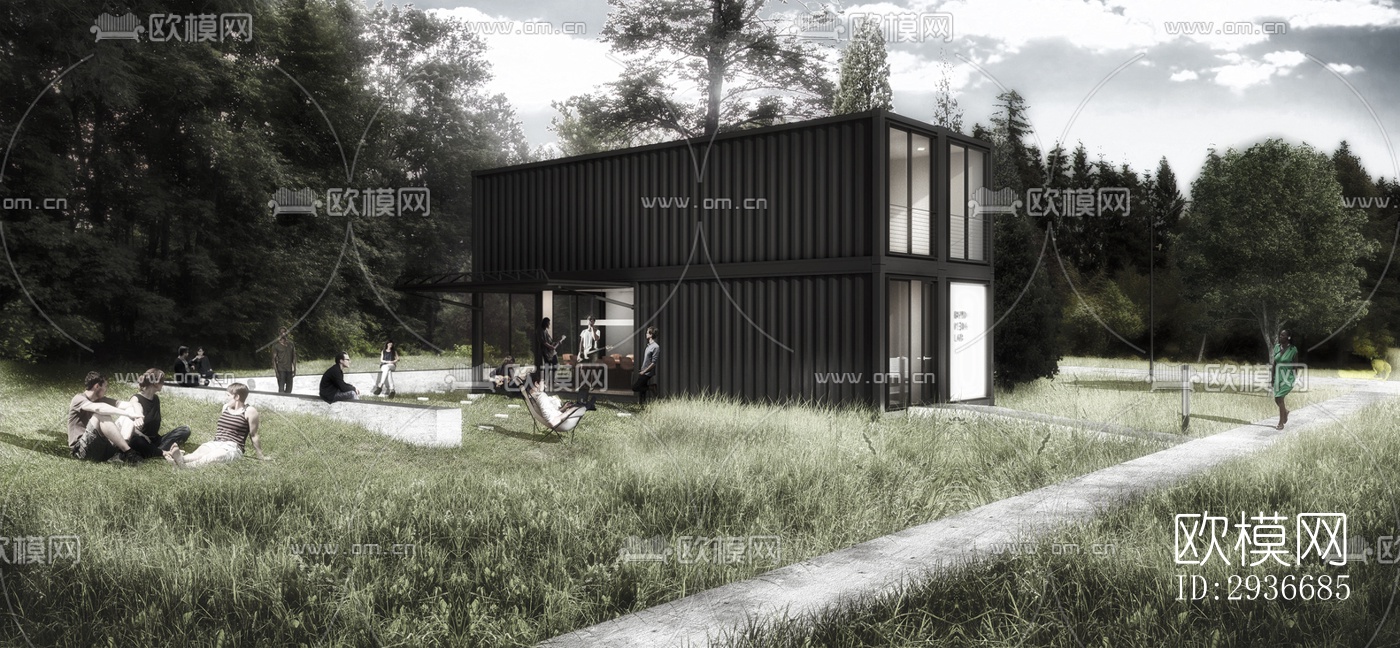 现代居住建筑效果图下载（渲染图2）