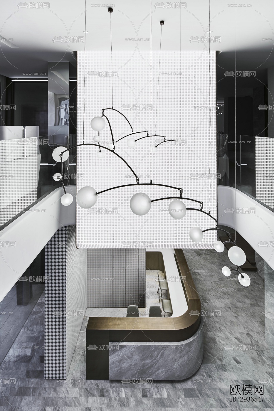 新中式商务大堂效果图下载（渲染图9）