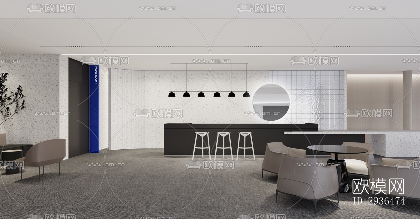 现代办公区效果图下载（渲染图13）