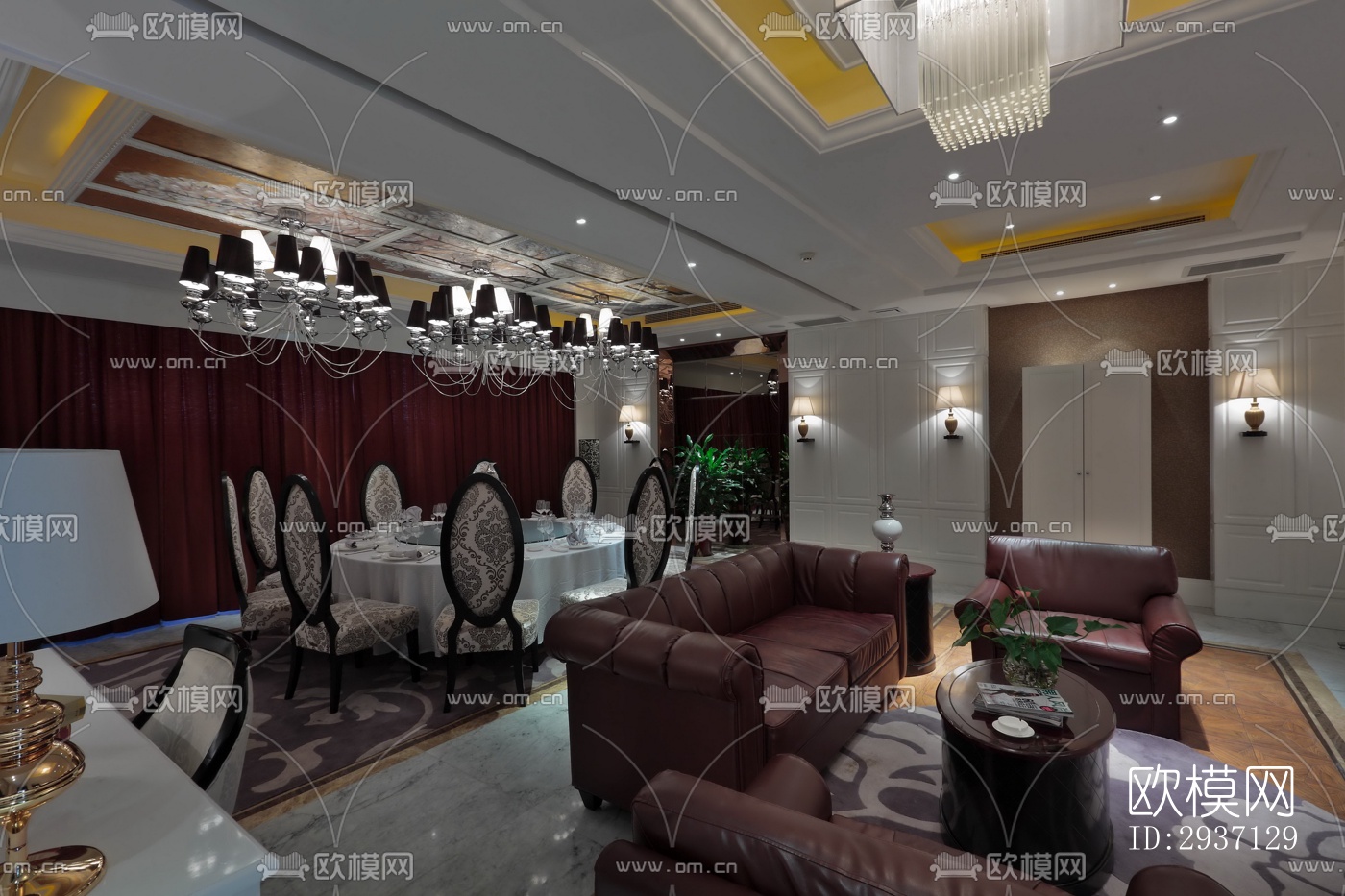 欧式西餐厅效果图下载（渲染图11）