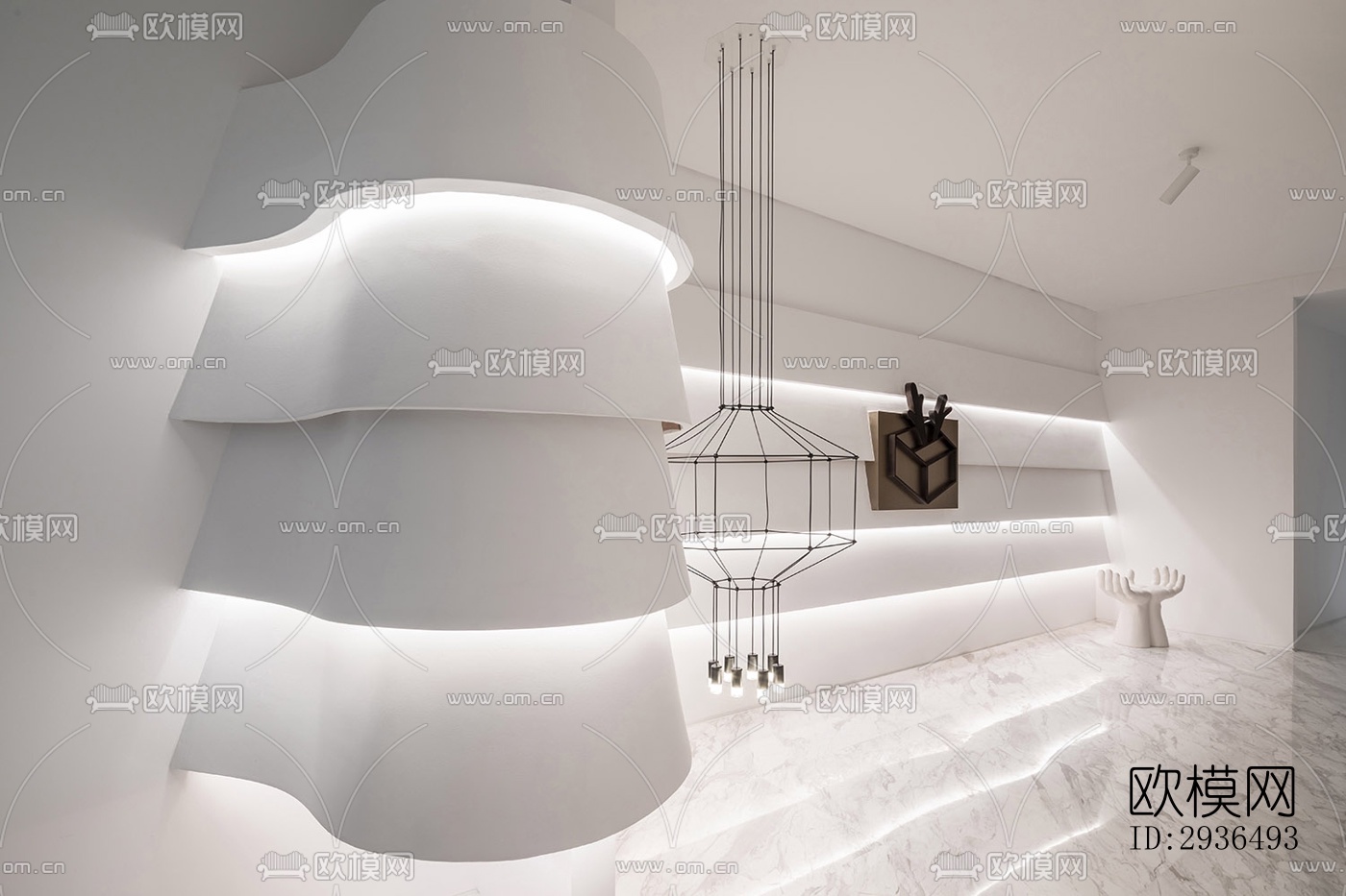 现代办公区效果图下载（渲染图1）