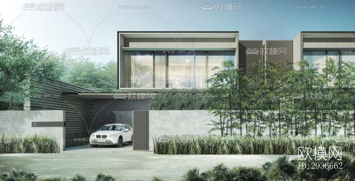 现代居住建筑效果图下载（渲染图8）