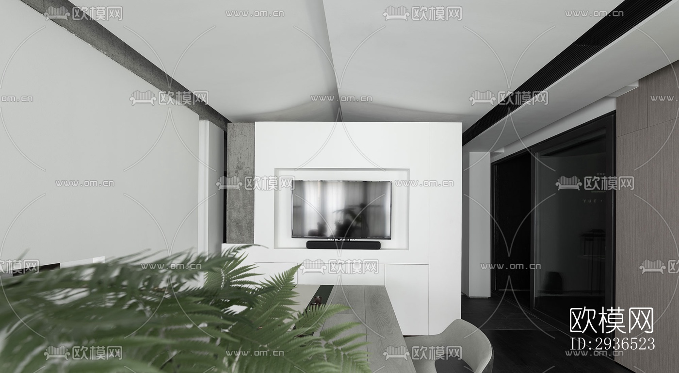 高级灰办公区效果图下载（渲染图13）