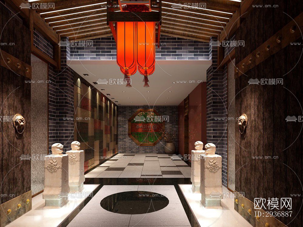 中式中餐厅效果图下载（渲染图6）