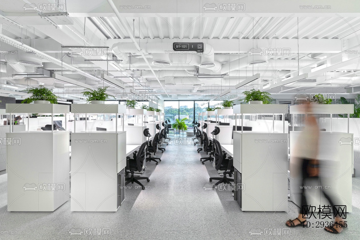 现代办公区效果图下载（渲染图10）