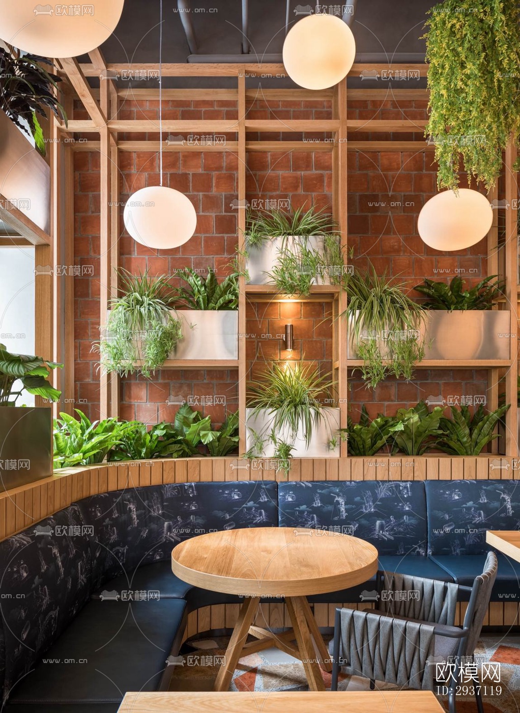 工业风西餐厅效果图下载（渲染图1）