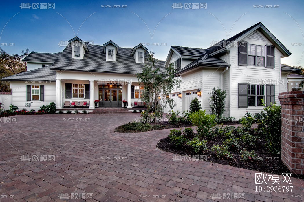 美式居住建筑效果图下载（渲染图18）