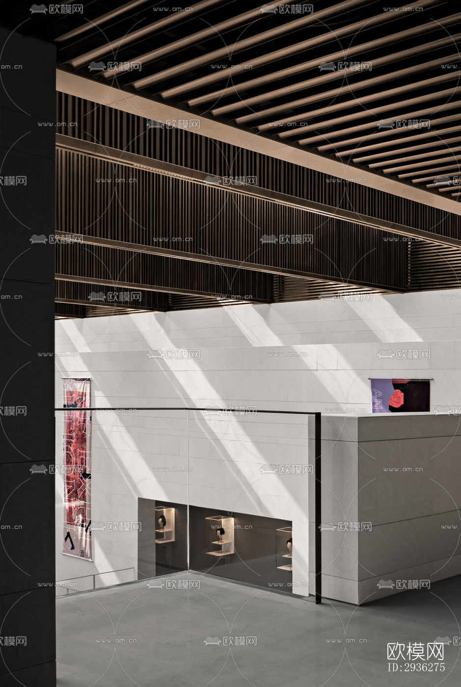 新中式美术博物馆效果图下载（渲染图3）