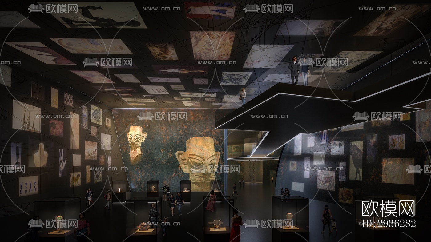 新中式美术博物馆效果图下载（渲染图8）