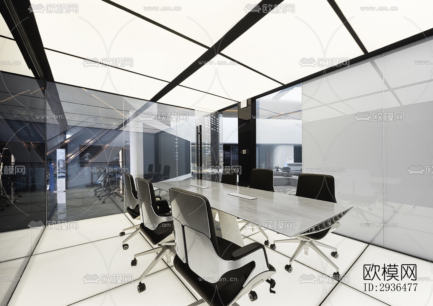 现代办公区效果图下载（渲染图10）