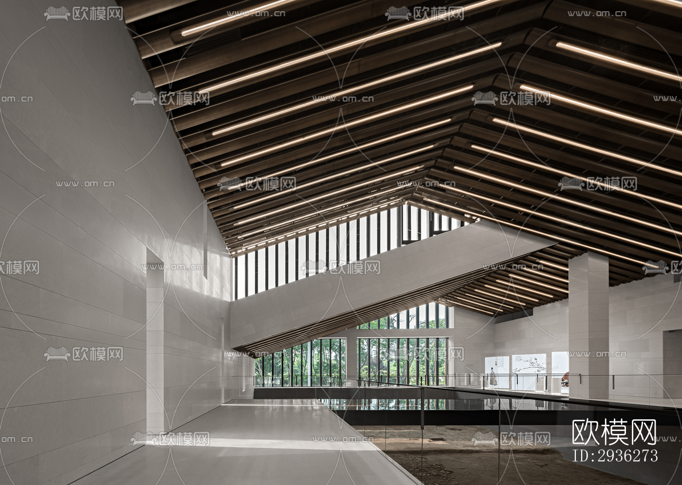 新中式美术博物馆效果图下载（渲染图1）